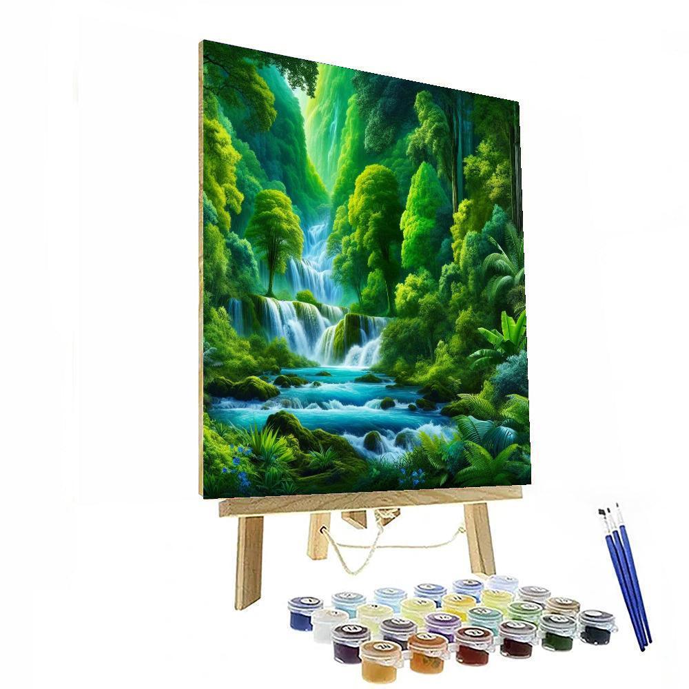 Cascading Forest Falls Paint By Numbers