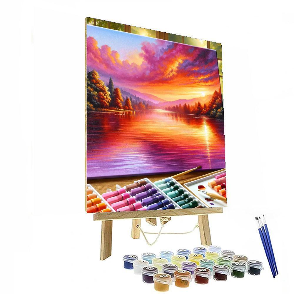 Tranquil Sunset By The Lake Painting By Numbers Kit