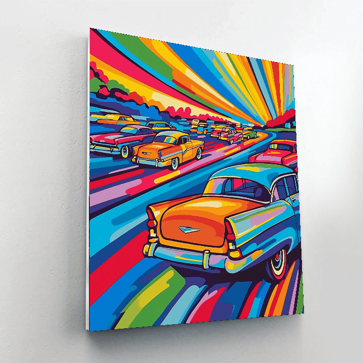 Roy Lichtenstein Inspired Vintage Car Rally  Numbered Painting Kits