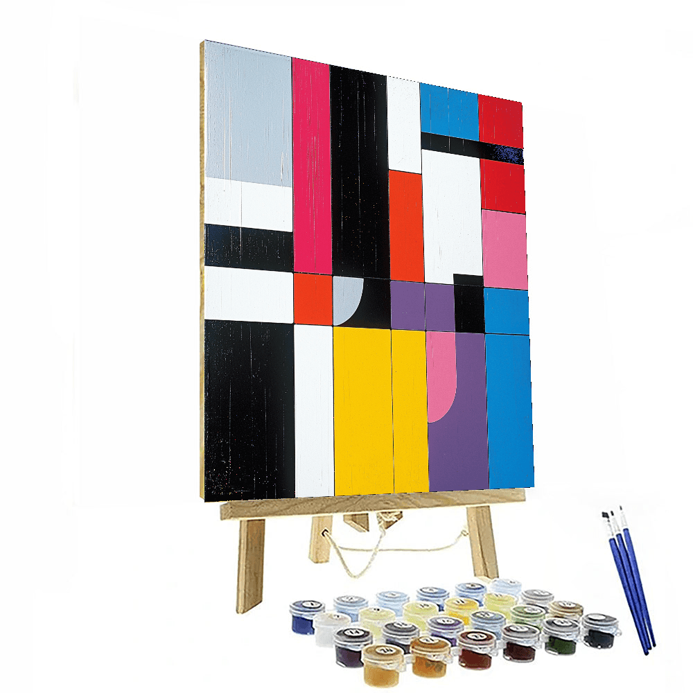 Mondrian Inspired Modern Geometric Abstraction - DIY Painting By Numbers Kit