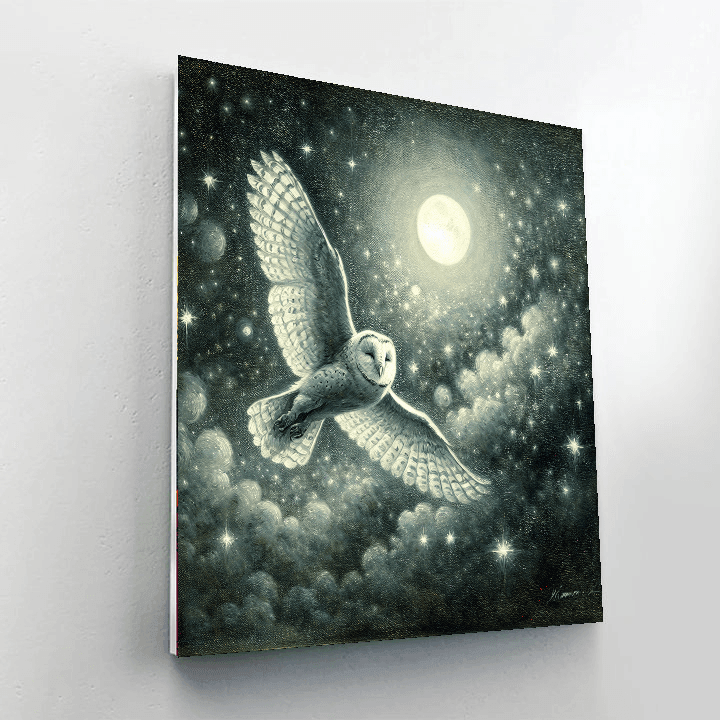 Midnight Owl's Flight Painting Number Kit