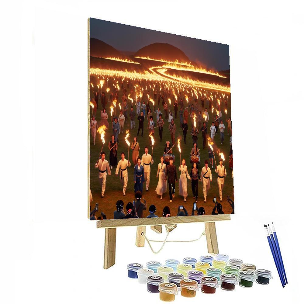 Jeju Fire Festival - Jeju Island, South Korea Numbered Painting Kits