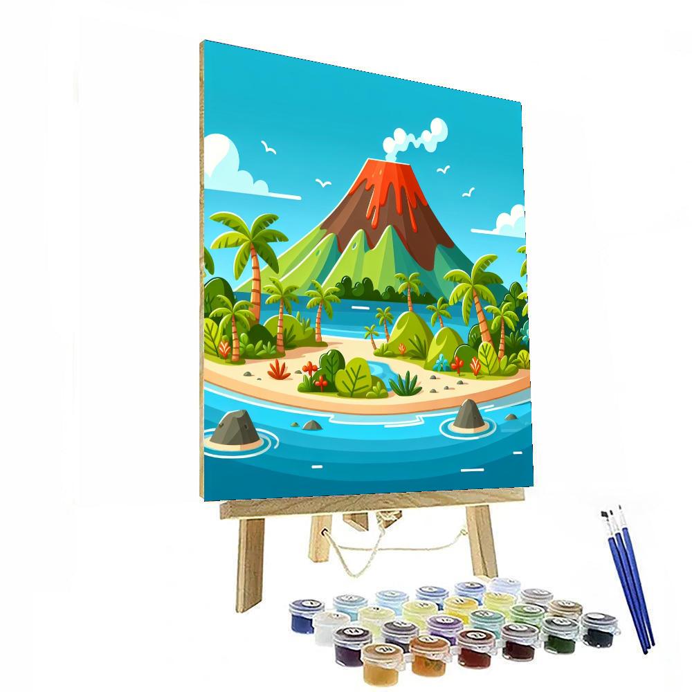 Epic Volcano Island Painting Number Kit