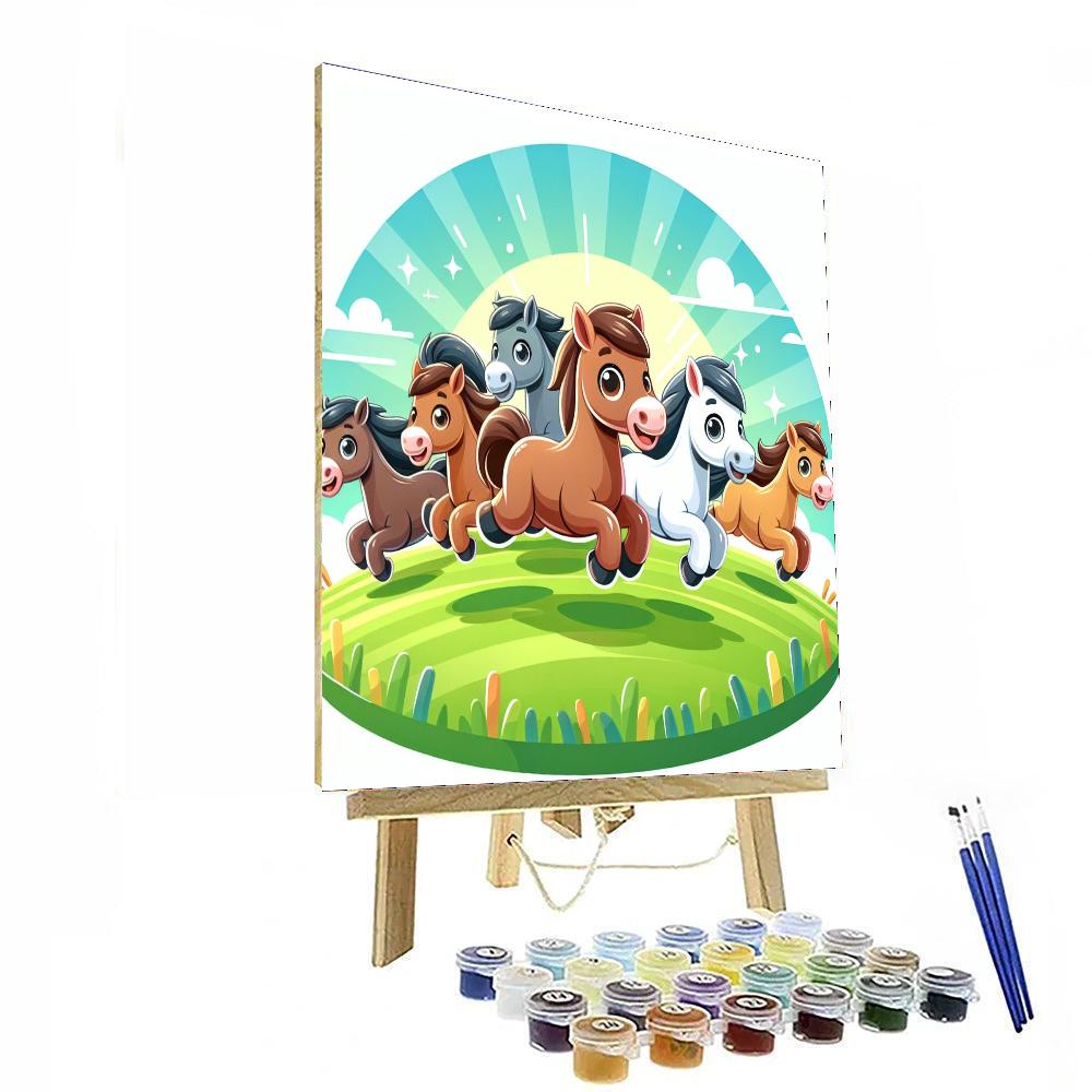Galloping Horses Painting Number Kit