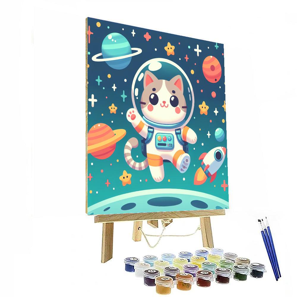 Cosmic Cat Astronaut Number Painting