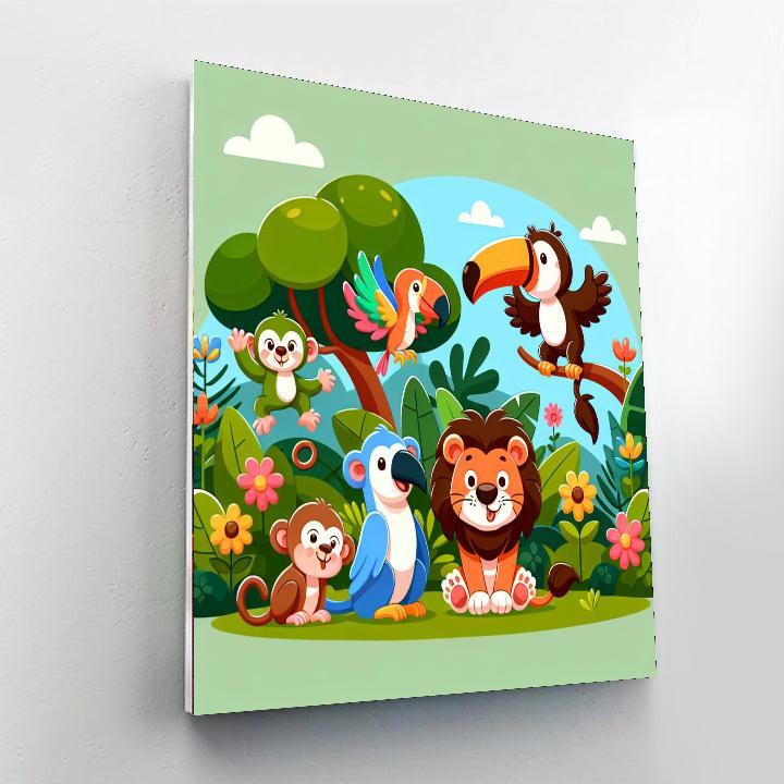 Lively Jungle Friends Number Painting