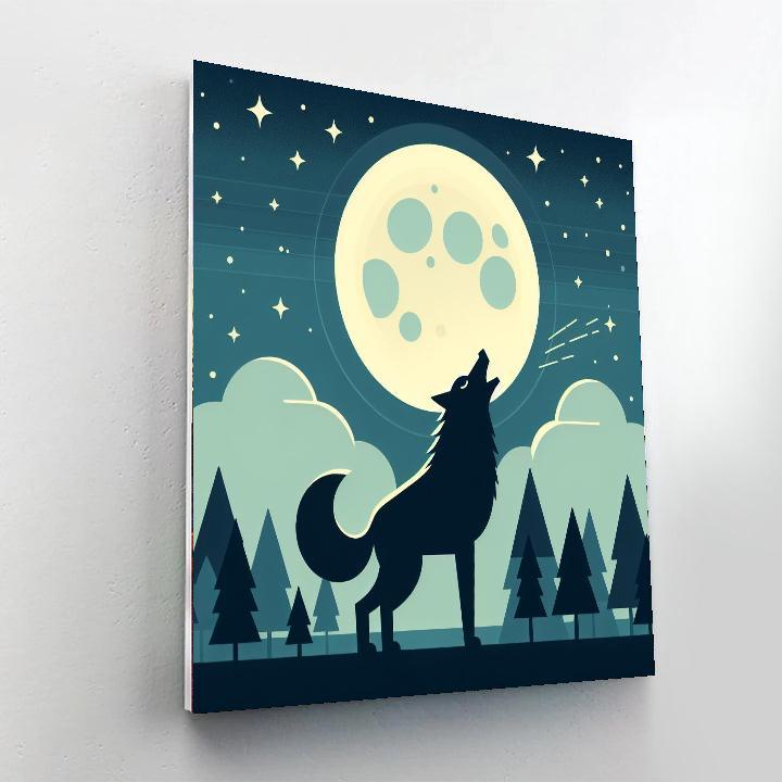 Moonlight Wolf Howl Paint By Numbers Art