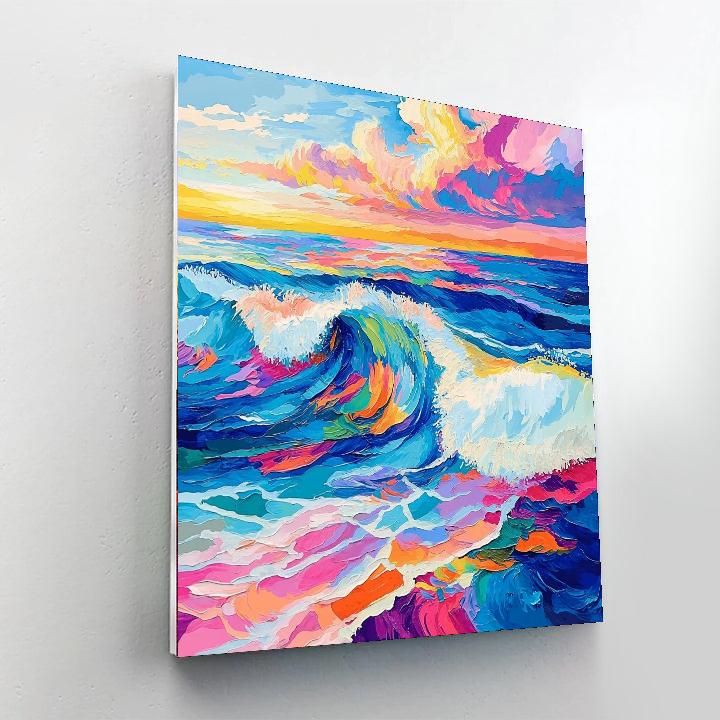 Paul Cézanne Inspired Vibrant Abstract Waves  Number Painting