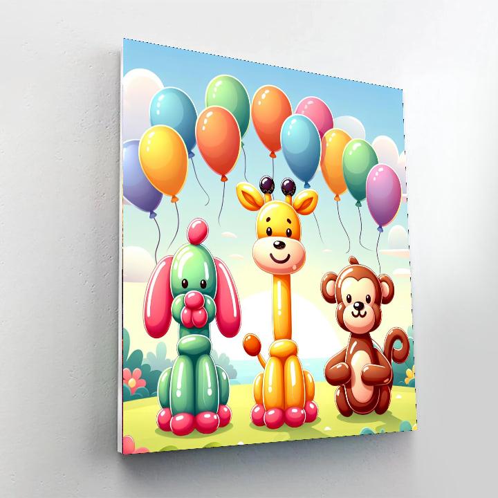 Happy Balloon Animals Painting Number Kit
