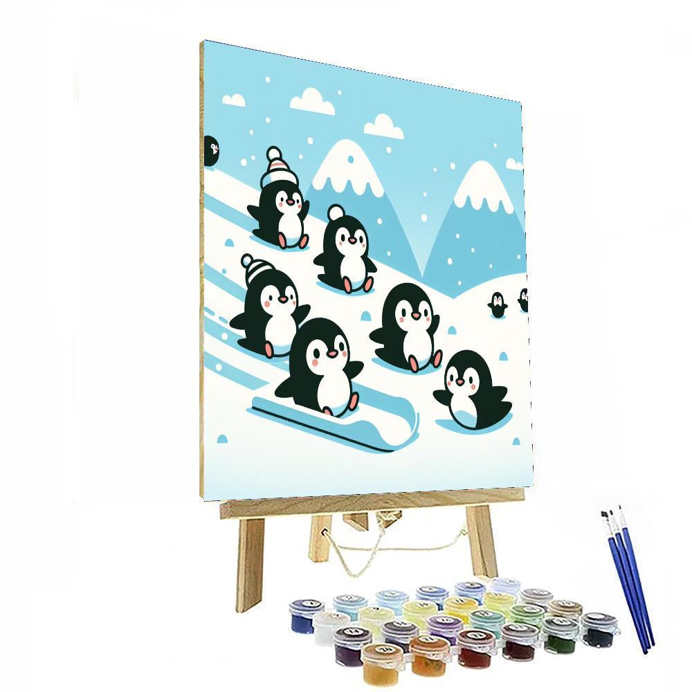 Snowy Penguin Parade Paint By Color