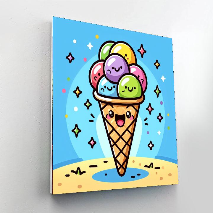 Joyful Ice Cream Cone Paint By Numbers Kits