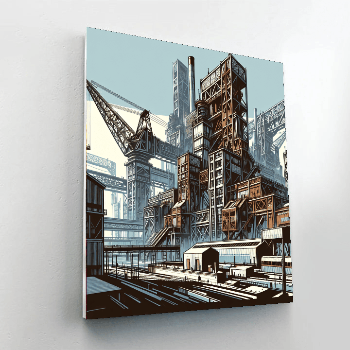 Chic Industrial Urban Scene Painting Number Kit