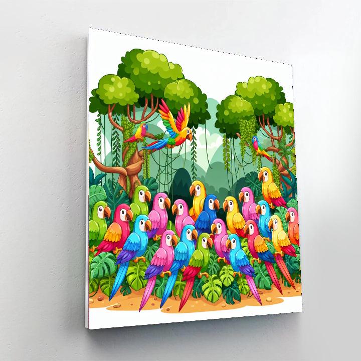 Playful Parrot Paradise Paint By Numbers Art