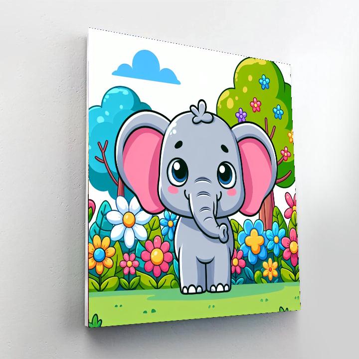 Playful Little Elephant Numbered Painting Kits