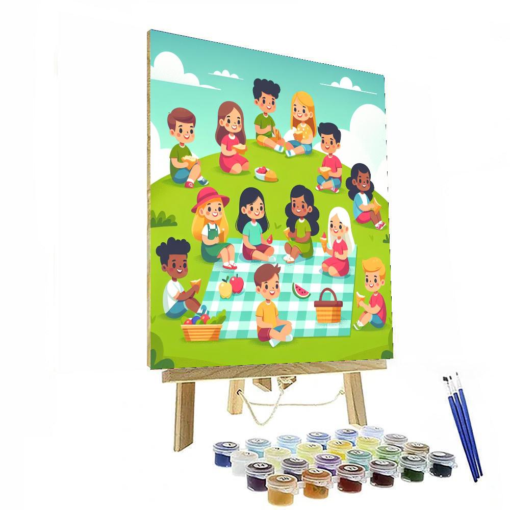 Sunny Hilltop Picnic Paint By Numbers Art
