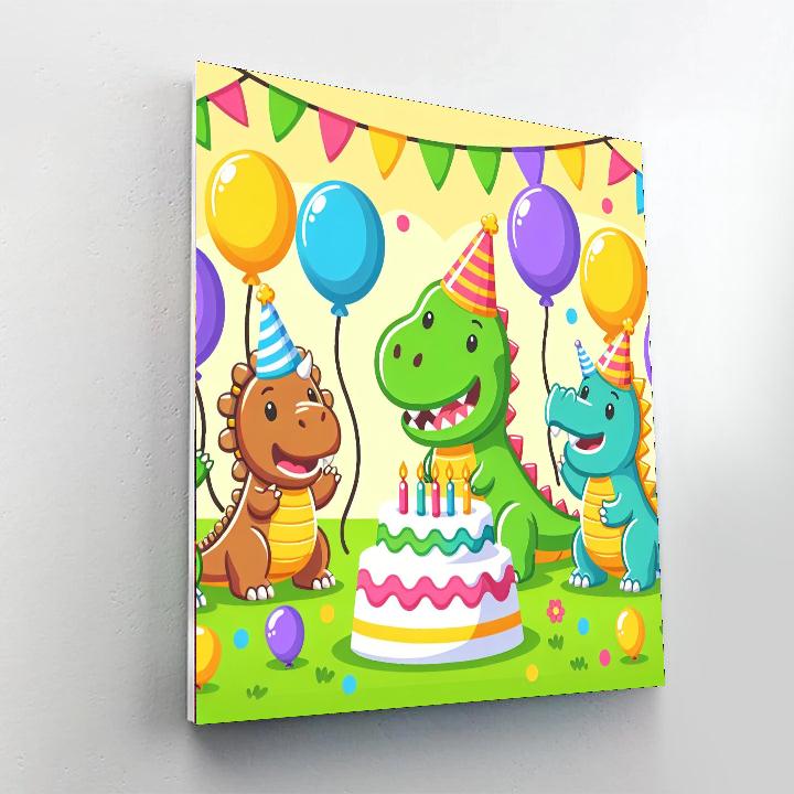 Doodle Dinosaur Party Paint By Numbers Art