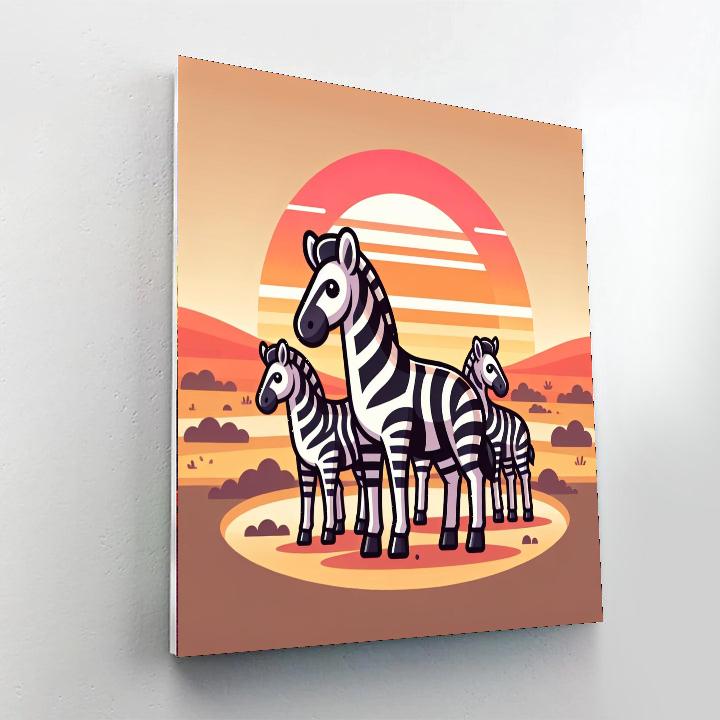 Sunset Safari Zebras Paint By Numbers