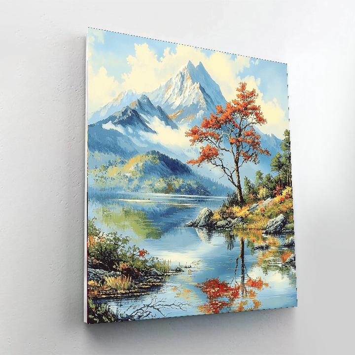 Zhao Mengfu Inspired Sublime Mountain Reflections  Paint By Number