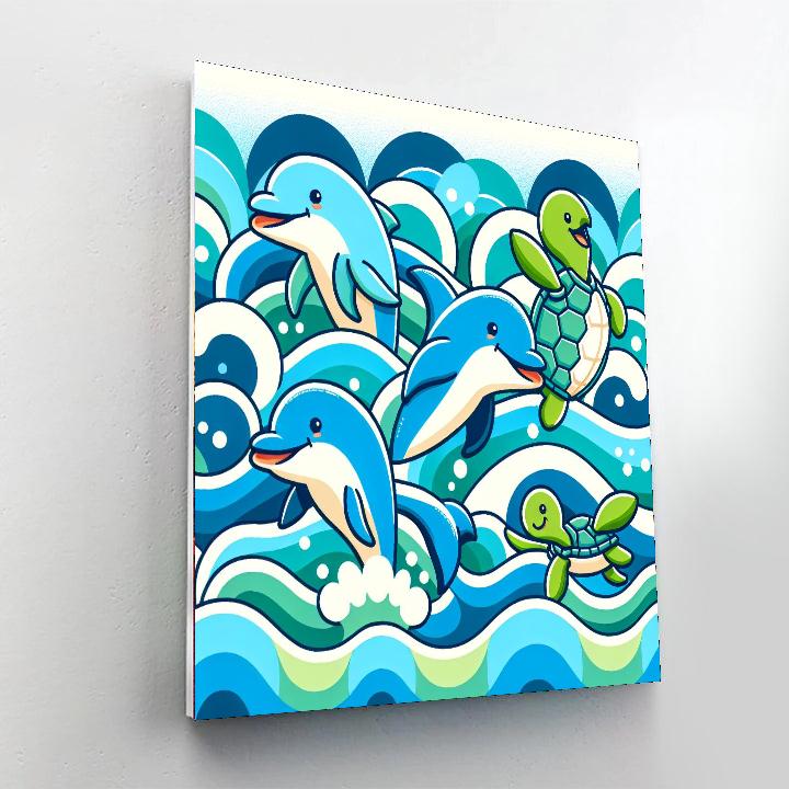 Friendly Ocean Wave Riders Paint By Color
