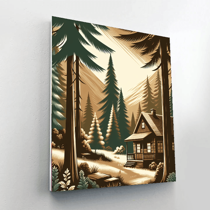 Charming Forest Cabin Paint By Numbers Art
