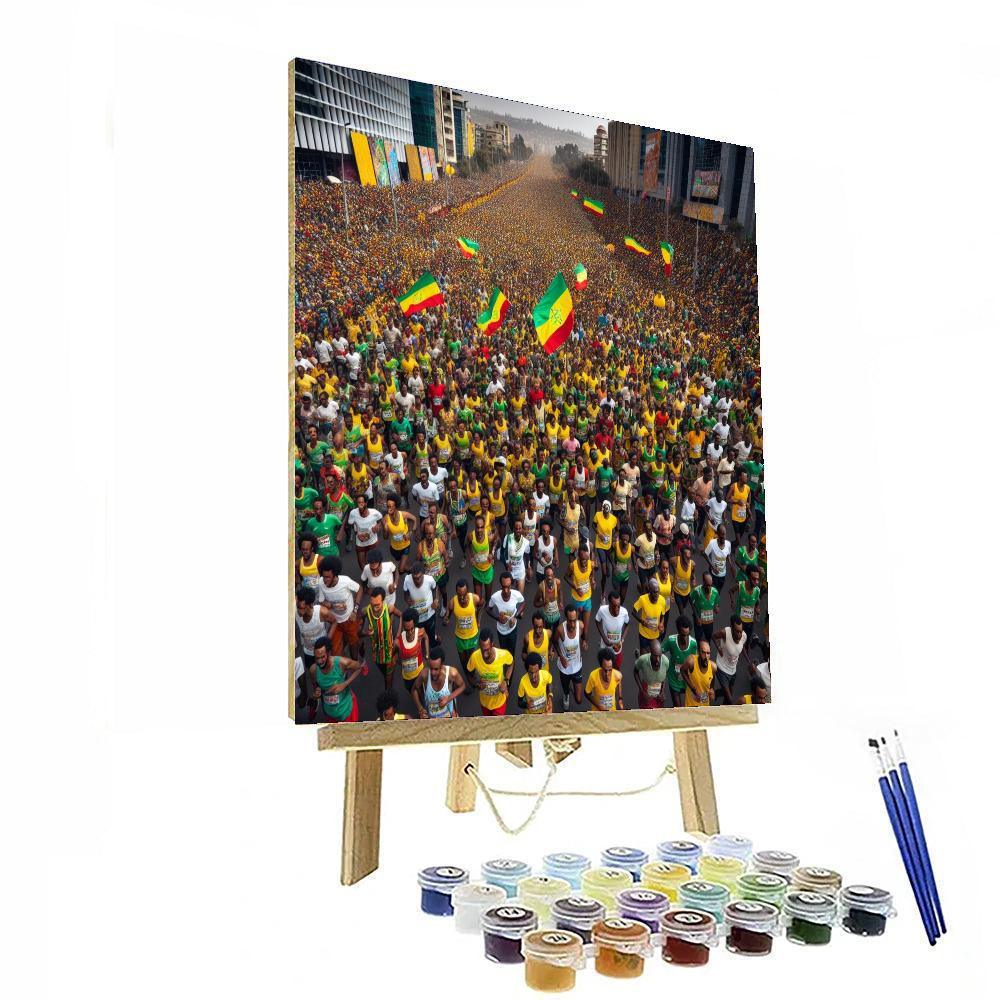 The Great Ethiopian Run - Ethiopia Painting By Numbers Kit