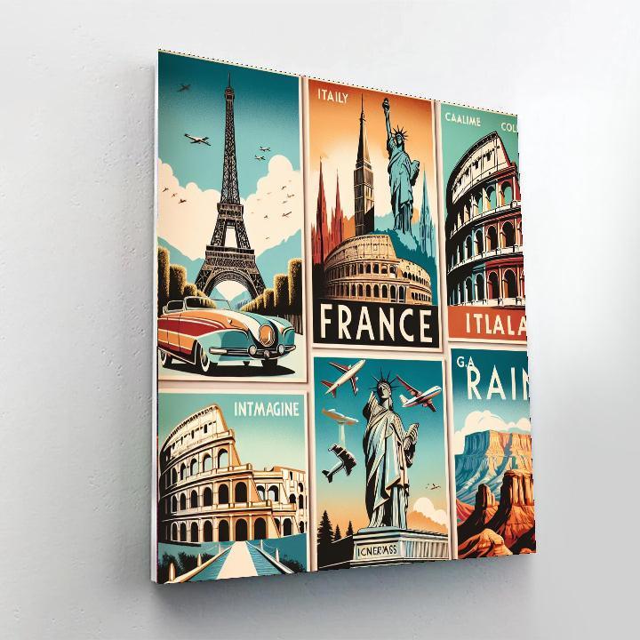 Vintage Travel Poster Collection Paint By Numbers Art