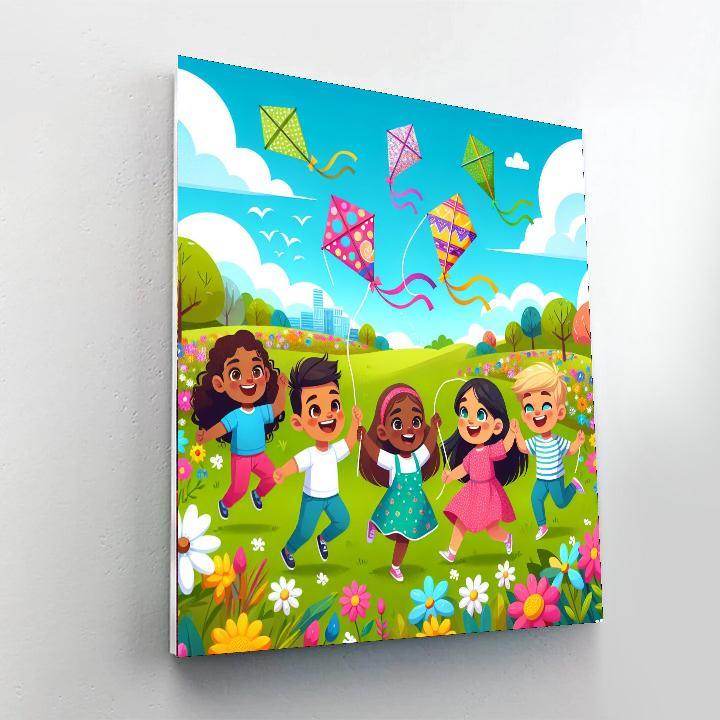 Bouncy Adventure With Kites Painting By Numbers Kit