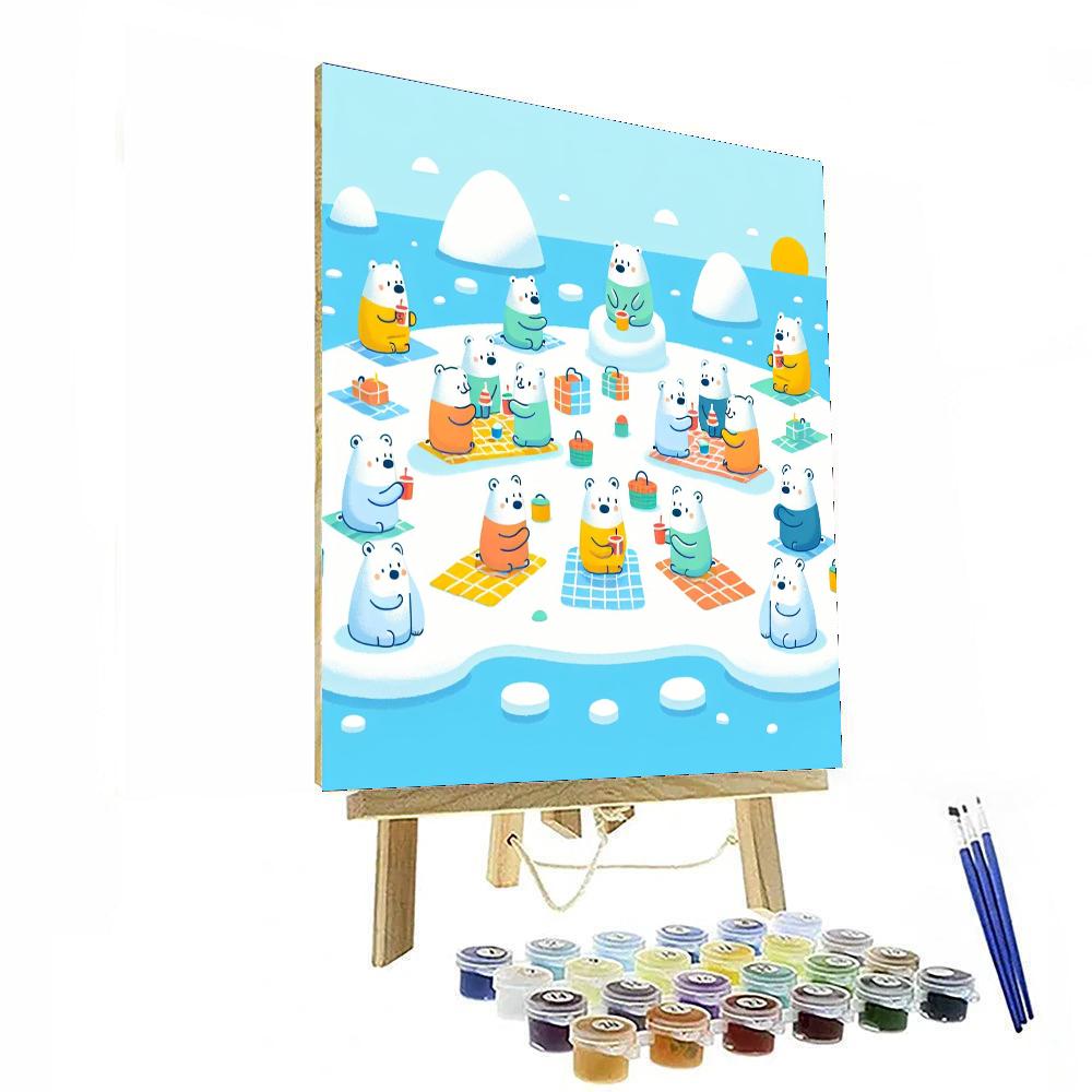 Polar Bears’ Snowy Picnic Paint By Numbers