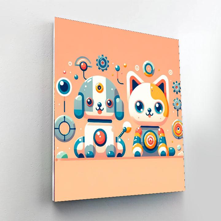 Cute Robot Pets Paint By Numbers Art