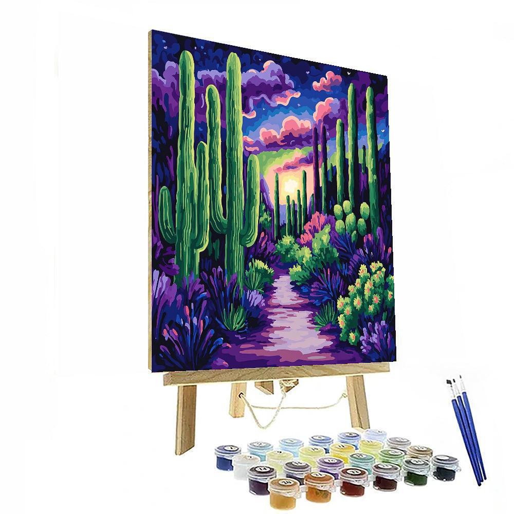 Frida Kahlo Inspired Twilight Serenade Of The Cactus  Numbered Painting Kits