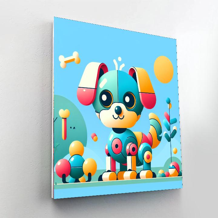 Cute Robot Dog Painting By Numbers Kit