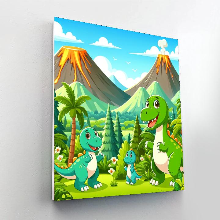 Dino Family Adventure Paint By Numbers Art