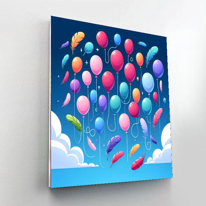 Floating Feather Balloons Number Painting