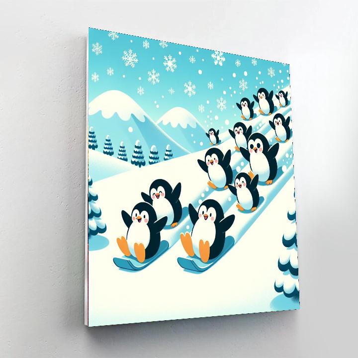 Winter Penguins Number Painting