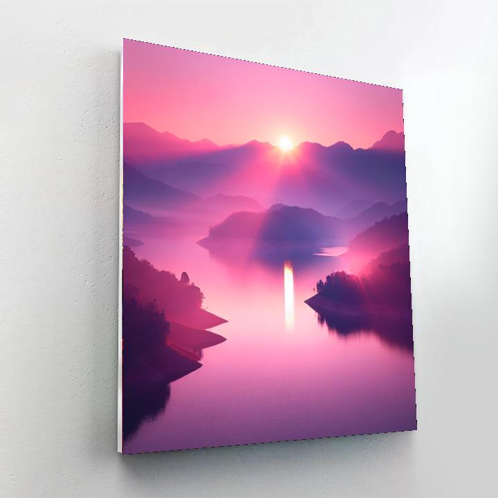 Peaceful Lakeside Sunrise Numbered Painting Kits