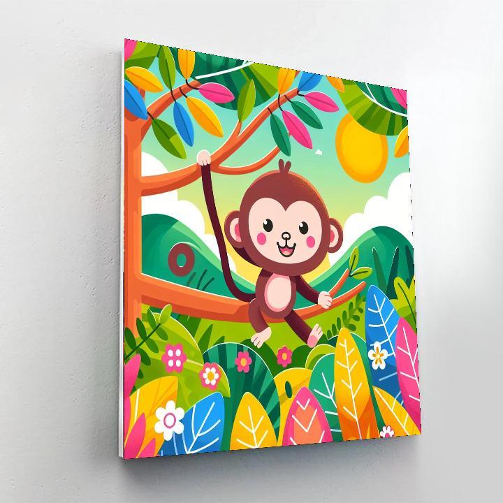 Playful Monkey In Paradise Painting By Numbers Kit