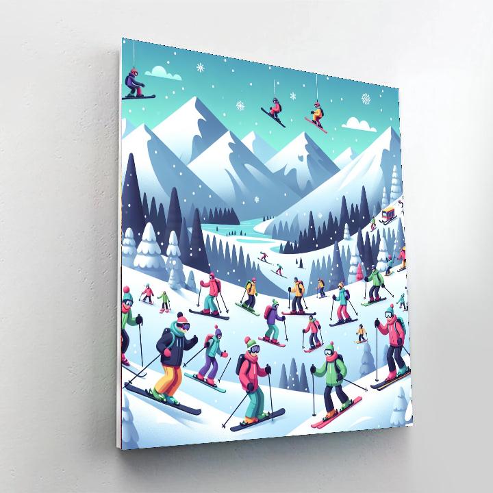 Ski Adventure On The Slopes Painting Number Kit