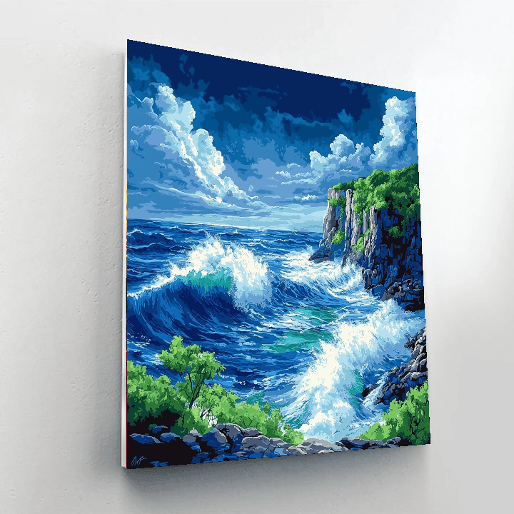 Hokusai Inspired Dance Of The Waves  Painting By Numbers Kit