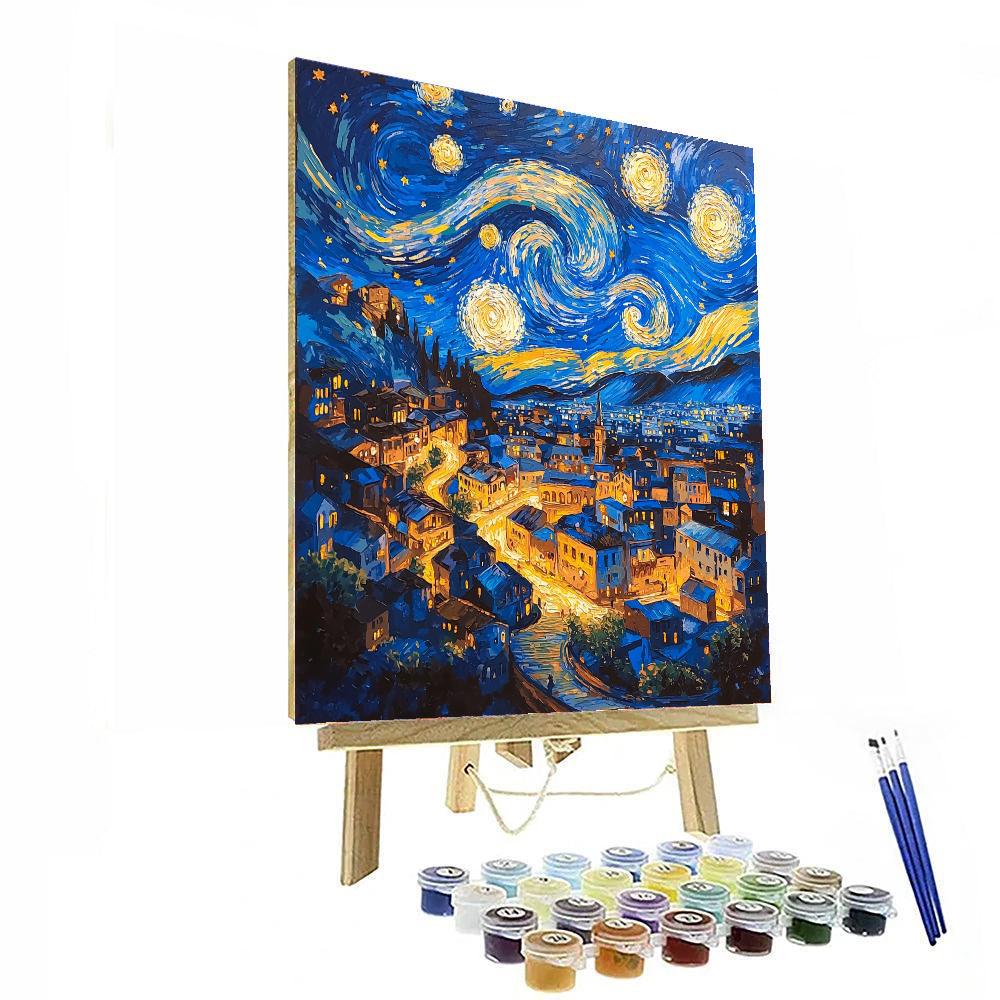Vincent Van Gogh Inspired Whimsical Night Cityscape  Paint By Numbers Kits