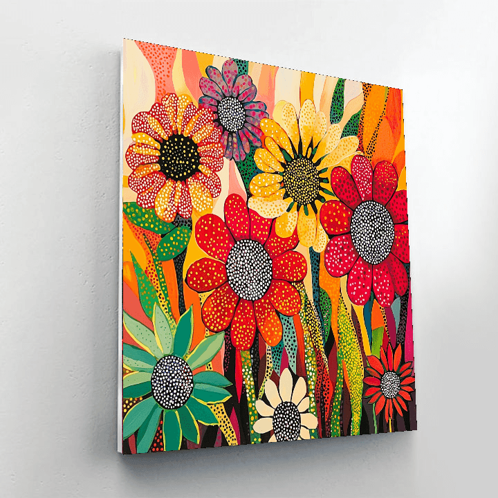 Yayoi Kusama Inspired Blooming Floral Fantasy  Painting By Numbers Kit
