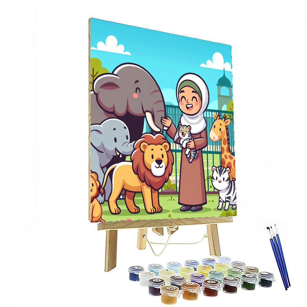 Caring Zoo Keeper Day Painting Number Kit