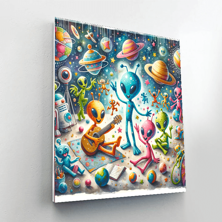 Funky Space Aliens Paint By Color