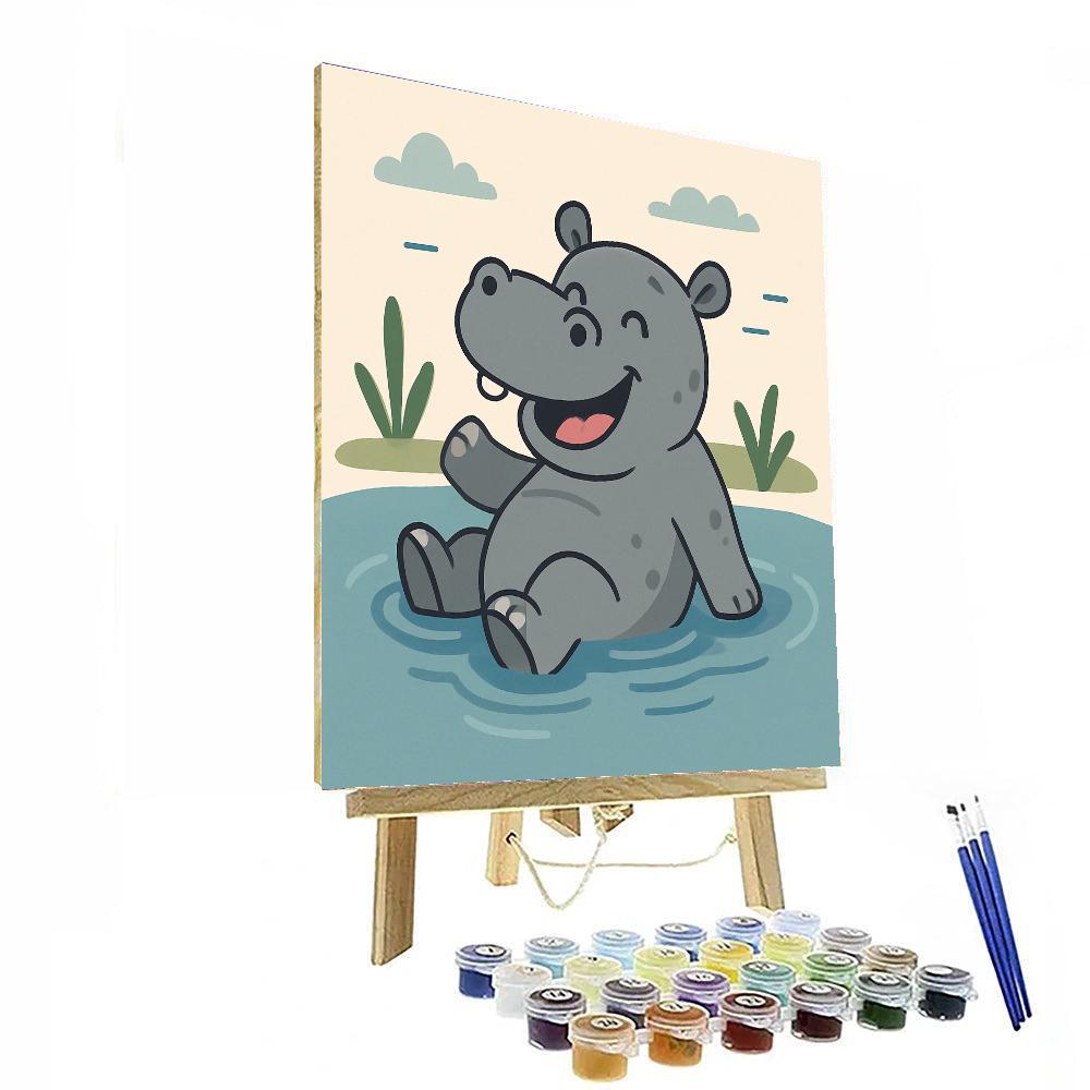 Happy Hippo's River Day DIY Paint By Numbers