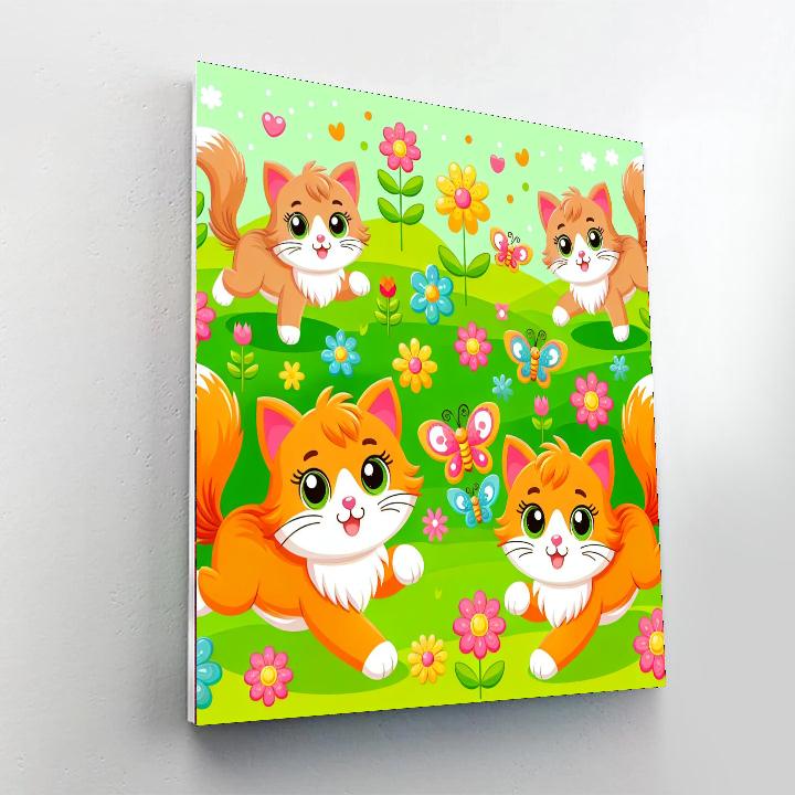 Cute Kittens In The Garden Paint By Numbers Art
