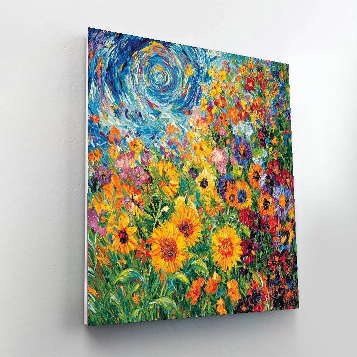 Van Gogh Inspired Exotic Floral Burst  Painting By Numbers Kit