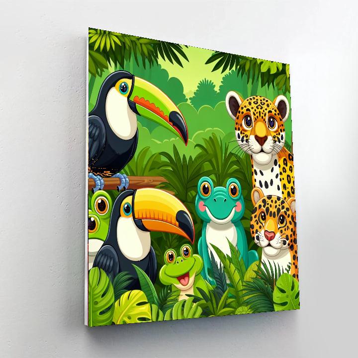 Rainforest Animal Reunion Paint By Numbers Art