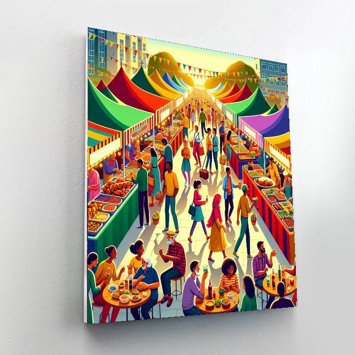 Lively Street Food Market Paint By Color