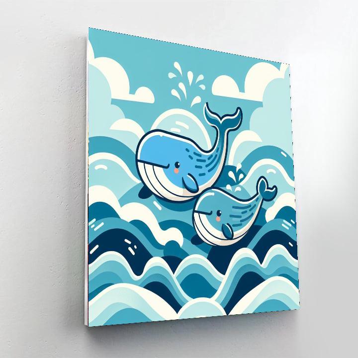 Whimsical Whales At Sea Paint By Color