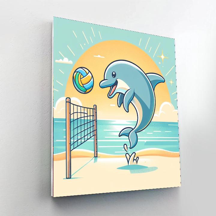 Beach Volleyball Dolphin Number Painting