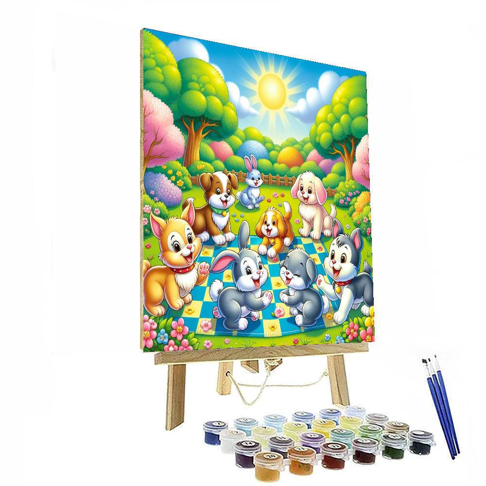 Cute Animal Friends Playdate Paint By Numbers